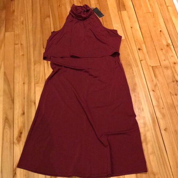 Ells Moss wine halter, layered bodice, NWT-flaw S - Picture 2 of 8